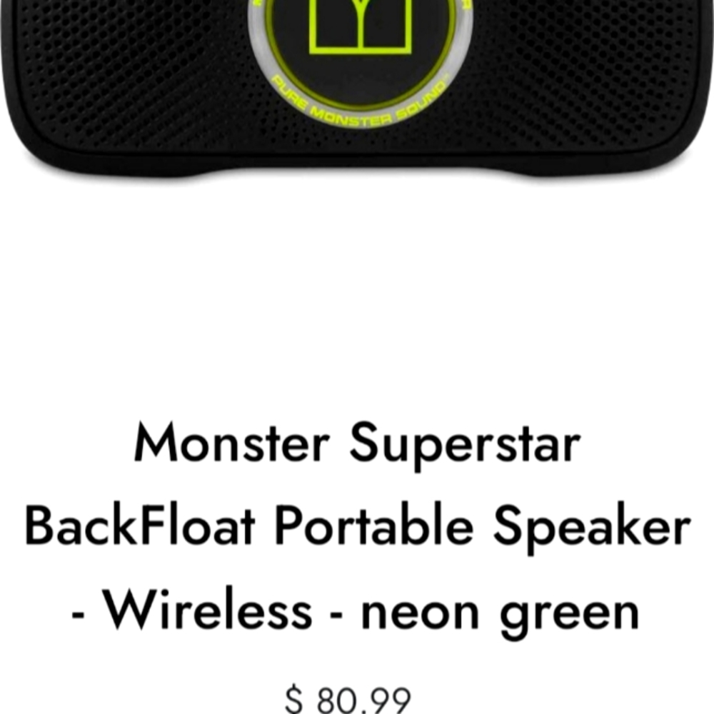 Monster Superstar BackFloat Portable Speaker - Wireless - neon green